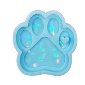 7,6cm x 7,6cm Hologramlı Kedi Ayak İzli Anahtarlık Kalıbı - Kod:526