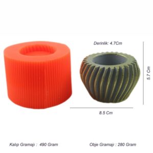 Spiral Çizgili Beton Saksı Silikon Kalıp - 151