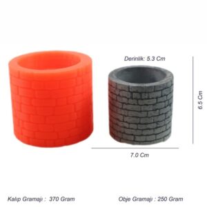 Taş Kuyu Motif Beton Saksı Silikon Kalıp - 152